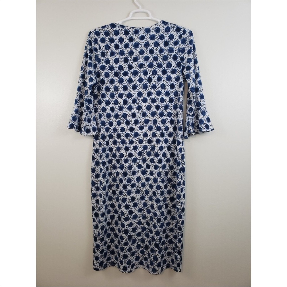 Eloquii Navy and White Patterned Long Sleeve Dress - Picture 3 of 4
